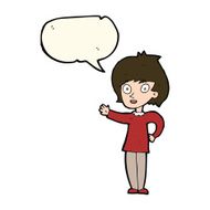 cartoon happy woman with speech bubble N166