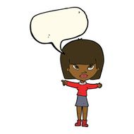 cartoon woman pointing with speech bubble N140