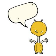 cartoon space alien with speech bubble N14