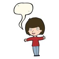 cartoon happy woman with speech bubble N167
