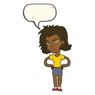 cartoon woman with hands on hips speech bubble N148