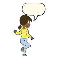 cartoon woman waving with speech bubble N235