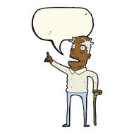 cartoon old man with walking stick speech bubble N7