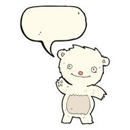 cartoon waving polar bear cub with speech bubble N31