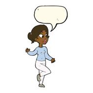 cartoon friendly woman waving with speech bubble N35