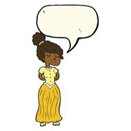cartoon pretty victorian woman with speech bubble N7