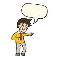 cartoon funny office man pointing with speech bubble N7