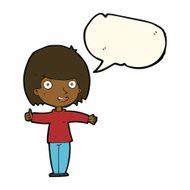 cartoon happy woman with speech bubble N170