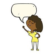 cartoon happy woman about to speak with speech bubble N8