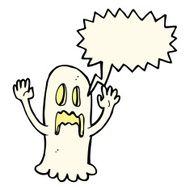 cartoon spooky ghost with speech bubble N31