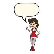 cartoon woman making dismissive gesture with speech bubble N10