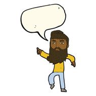cartoon bearded man pointing the way with speech bubble N8