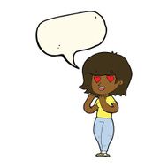 cartoon woman in love with speech bubble N8