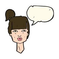 cartoon female head with speech bubble N7