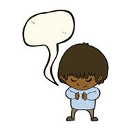 cartoon shy boy with speech bubble N14