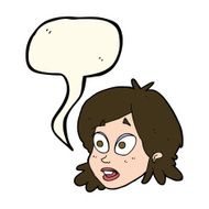 cartoon female face with surprised expression speech bubble N13