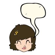 cartoon happy female face with speech bubble N121