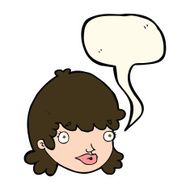 cartoon female face with surprised expression speech bubble N14