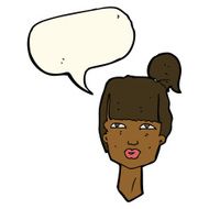 cartoon female head with speech bubble N8
