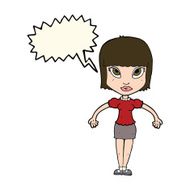 cartoon pretty woman with speech bubble N179