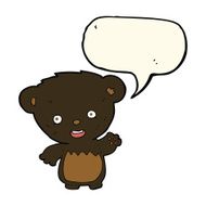 cartoon black bearcub waving with speech bubble N7