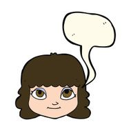 cartoon happy female face with speech bubble N123
