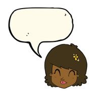 cartoon happy female face with speech bubble N124