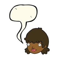 cartoon female face with surprised expression speech bubble N16