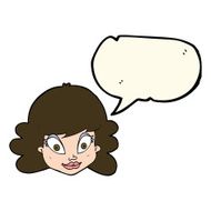 cartoon happy female face with speech bubble N127