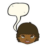cartoon happy female face with speech bubble N129