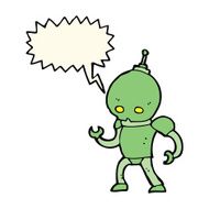 cartoon alien robot with speech bubble N10