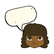 cartoon happy female face with speech bubble N130