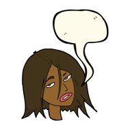 cartoon annoyed woman with speech bubble N123
