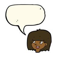 cartoon happy female face with speech bubble N132