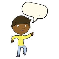 cartoon happy pointing with speech bubble N8
