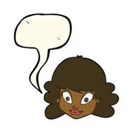 cartoon happy female face with speech bubble N133