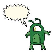 cartoon alien robot with speech bubble N11