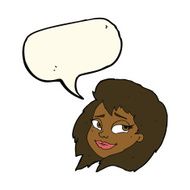 cartoon happy female face with speech bubble N134