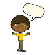 Cartoon happy boy with speech bubble N156