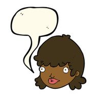 cartoon staring girl with speech bubble N8