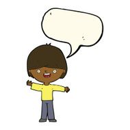 Cartoon happy boy with speech bubble N157