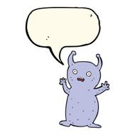 cartoon funny little alien with speech bubble N8