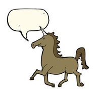 cartoon unicorn with speech bubble N25