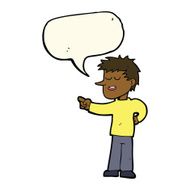 cartoon man pointing with speech bubble N130