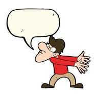 cartoon annoyed man gesturing with speech bubble N7