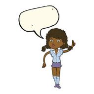 cartoon pretty woman with idea speech bubble N51