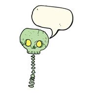 cartoon spooky skull and spine with speech bubble N7