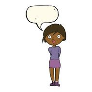 cartoon surprised girl with speech bubble N14