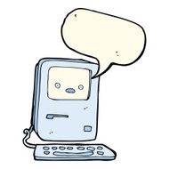 cartoon old computer with speech bubble N13