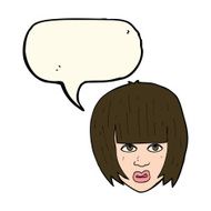 cartoon annoyed girl with big hair speech bubble N7